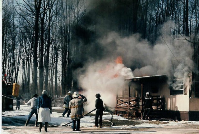 Fully involved mobile home fire on Northheimer Road... 3/1/86